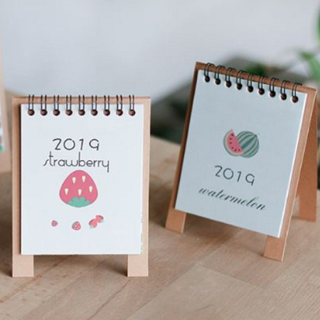 定制LOGO卡通2019台历韩国桌面式带小本日历 农历可爱diy年历计划本定制
