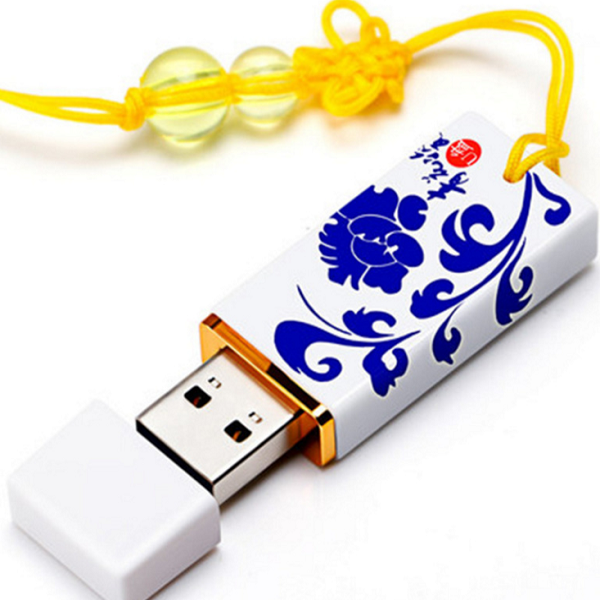 陶瓷青花瓷U盘8G中国风个性定制创意礼品优盘32G展会定制优盘