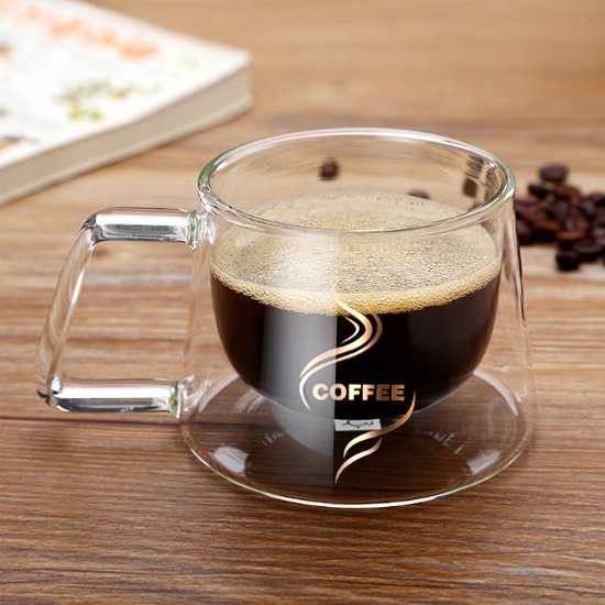 稳重马克杯创意双层隔热咖啡杯透明玻璃杯男女办公杯定制