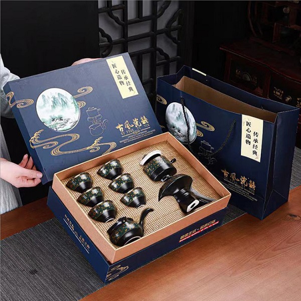 鎏银茶具套装家用办公半自动懒人泡茶功夫纯银茶杯陶瓷礼品