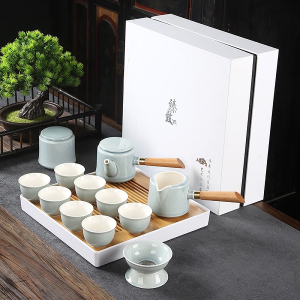 陶瓷霁蓝茶具高档功夫茶具套装