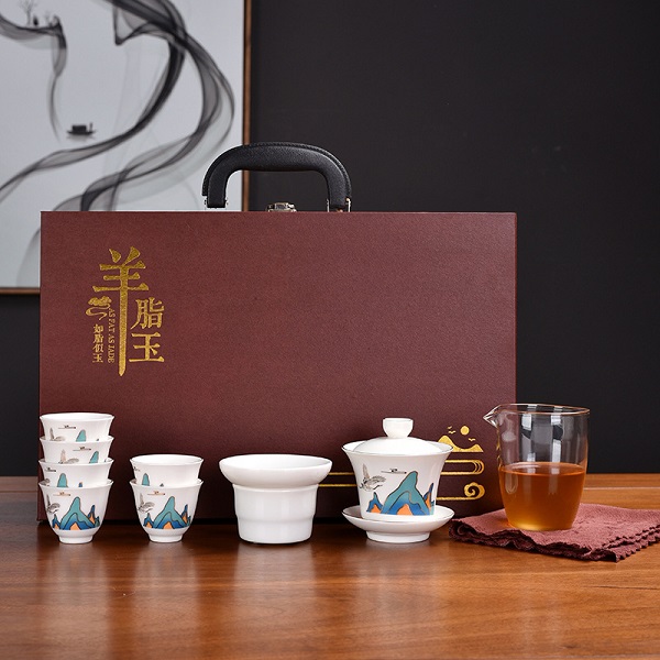 羊脂玉白瓷功夫茶具礼品套装高端档