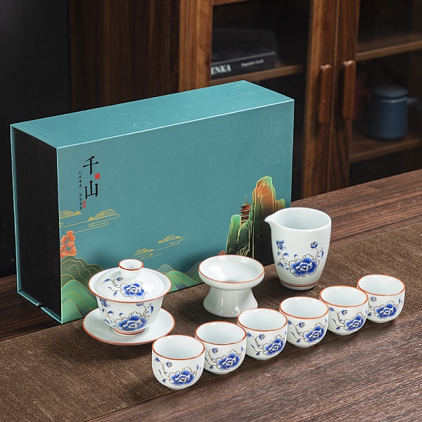 影青白瓷千山礼盒功夫茶具套装整套