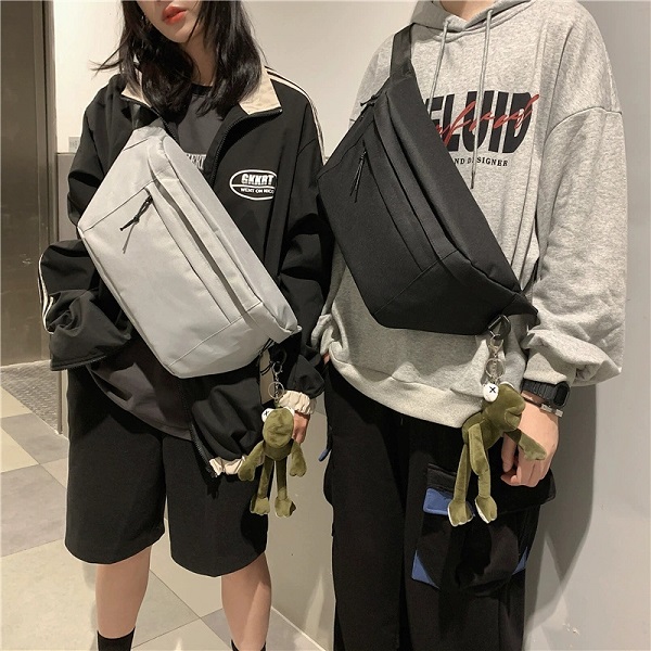 大容量机能胸包男胸前包简约帆布百搭斜挎潮女挎包