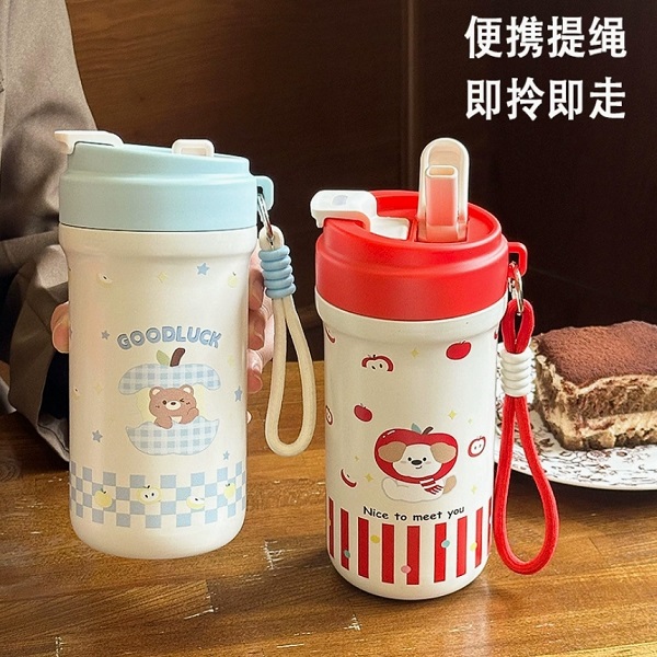 保温杯316高颜值咖啡杯便携双饮茶水分离不锈钢水杯图案定制